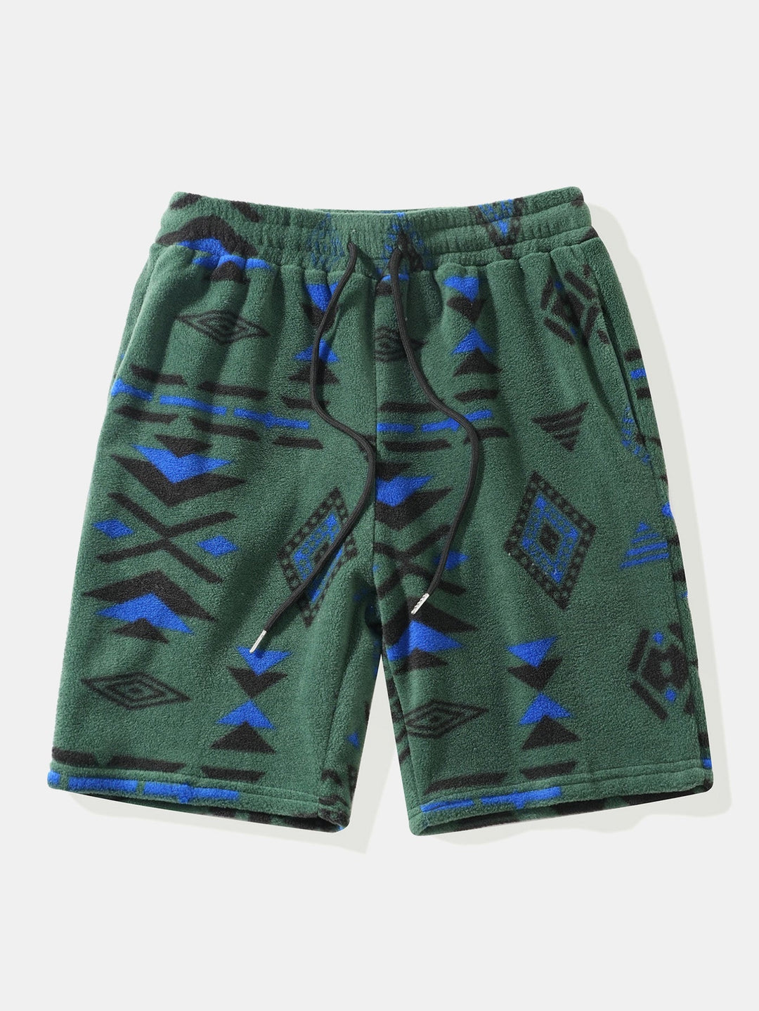 Relax Fit Tribal Geometry Teddy Hoodie & Shorts