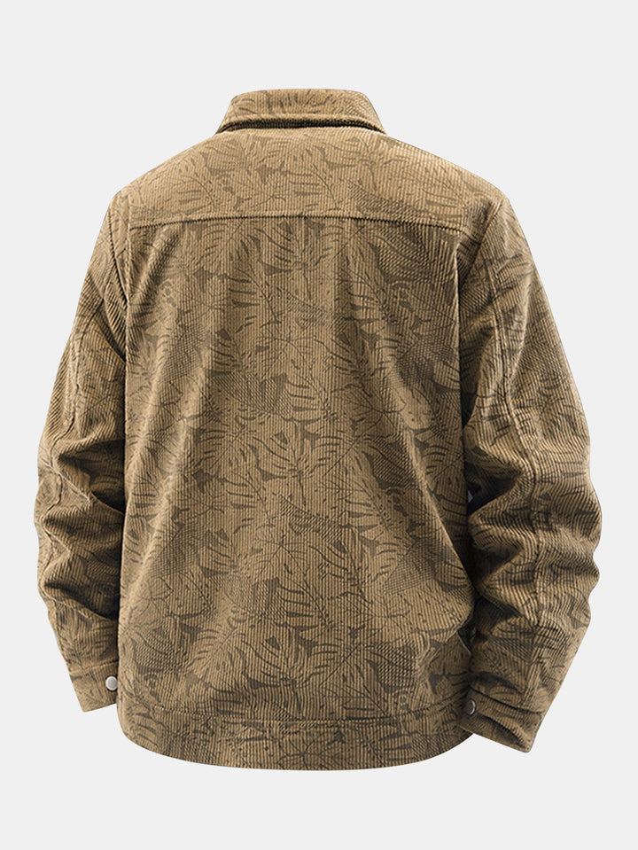 Leaf Print Corduroy Jacket