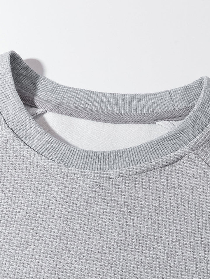 Relax Fit Waffle Crew Neck Sweatshirt