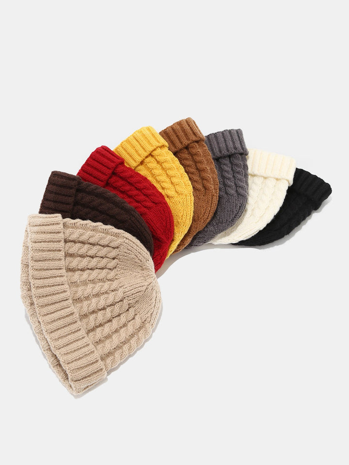 Warm Vintage Cable Knit Beanie Hat