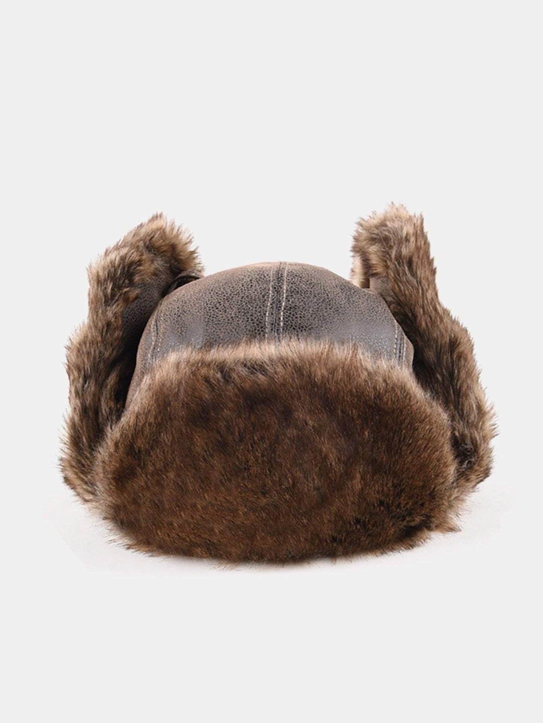 Faux Fur Leather Bomber Hat With Ear Flap