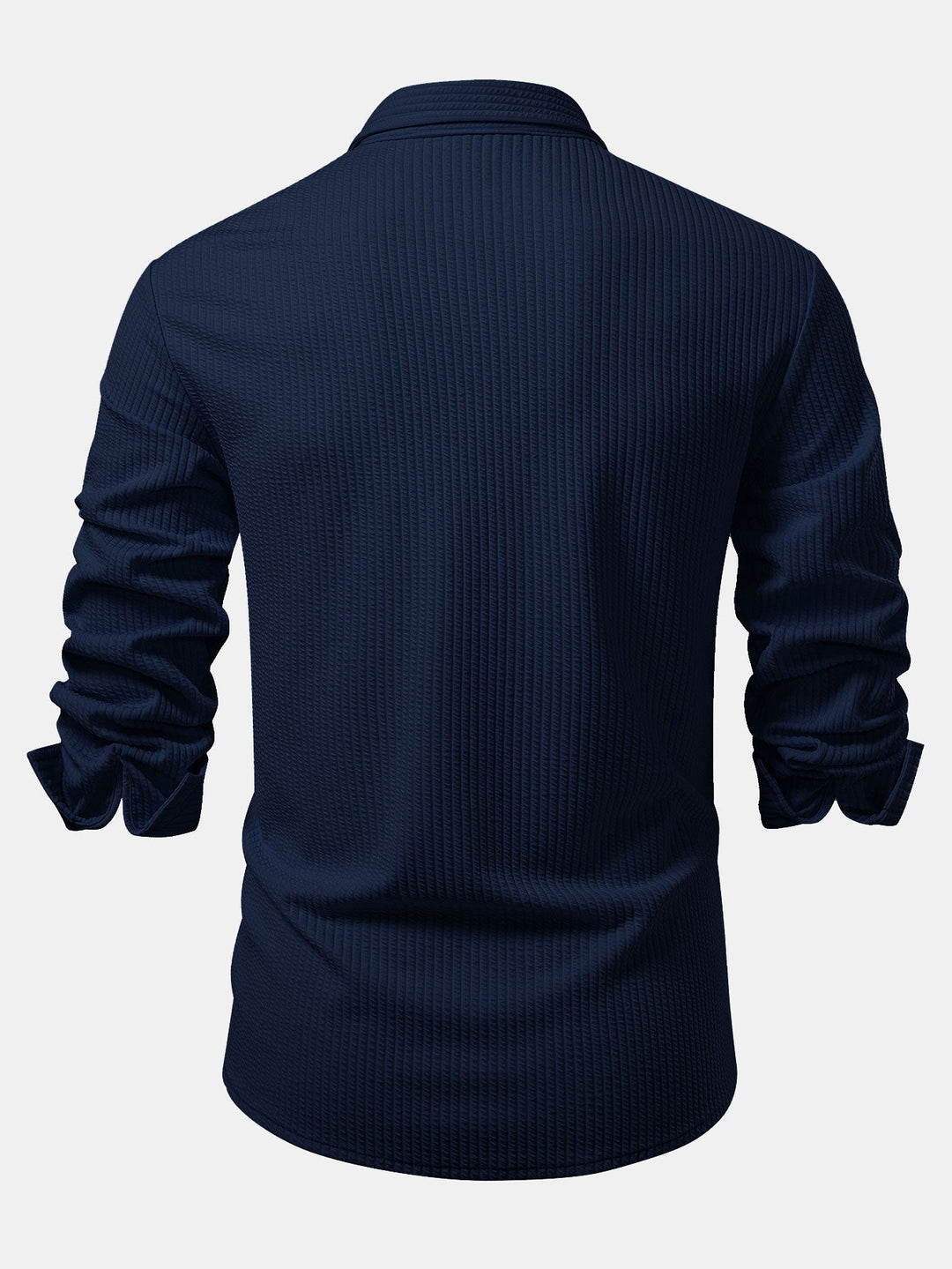 Long Sleeve Muscle Fit Ribbed Button Up Shirt