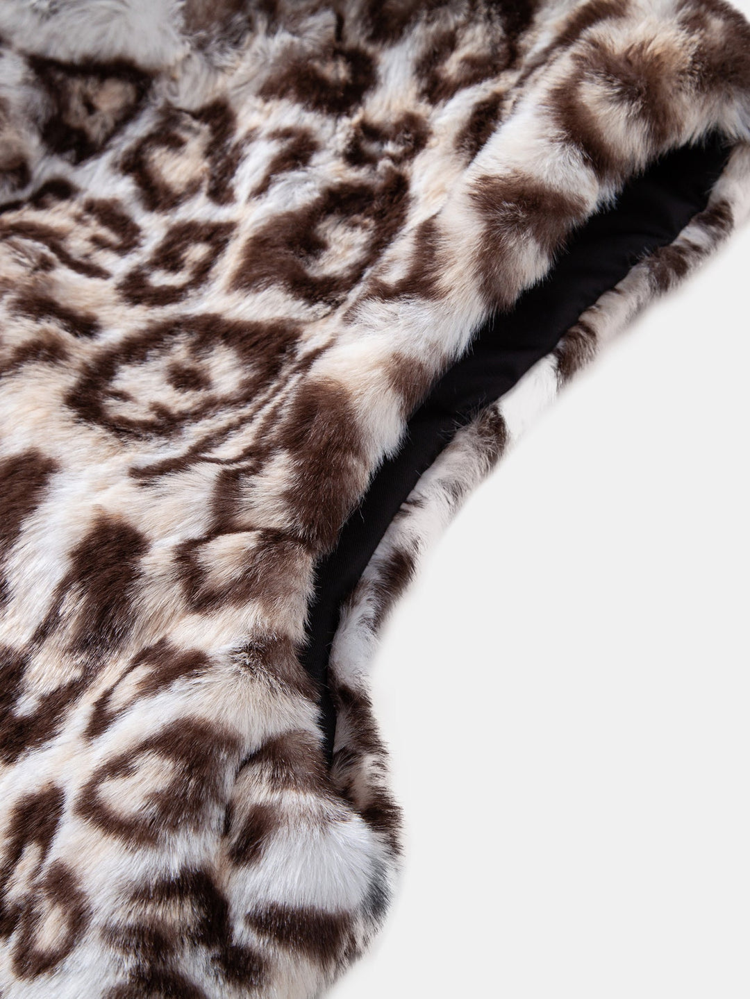 Faux Fur Leopard Zip Up Hooded Vest