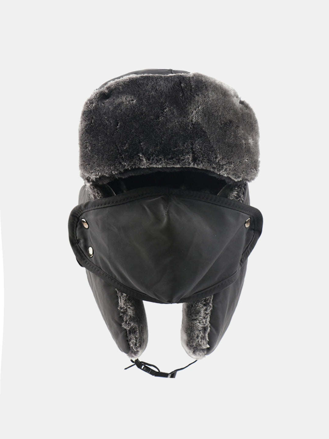 Outdoor Ski Protective Cap Warm Thick Leather Winter Hat With Face Mask