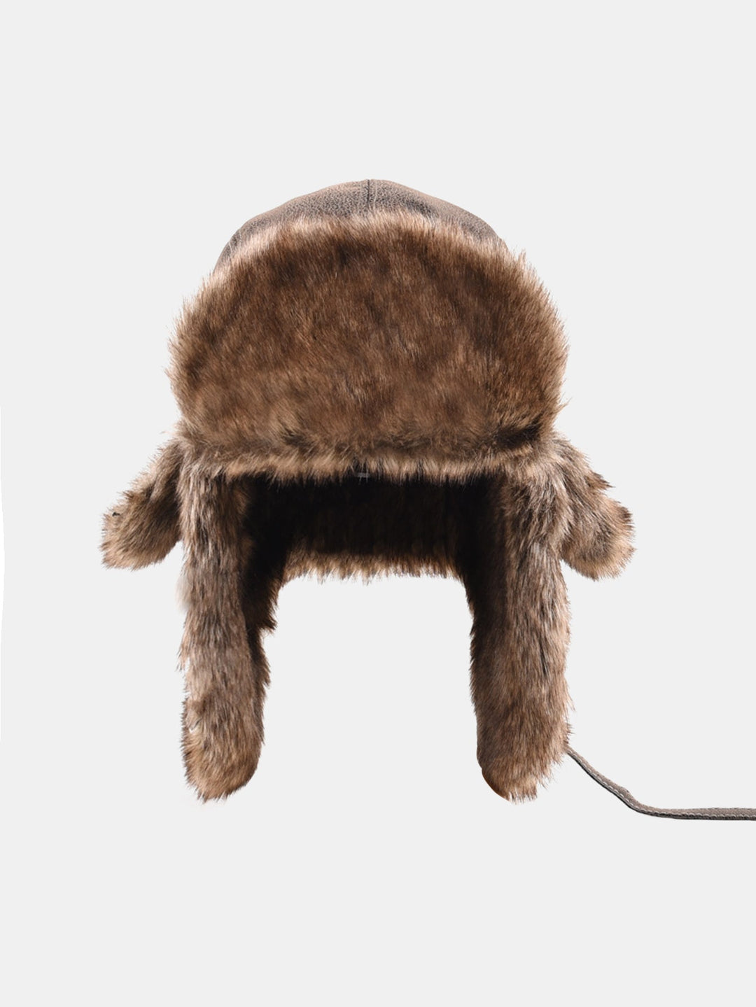 Faux Fur Leather Bomber Hat With Ear Flap