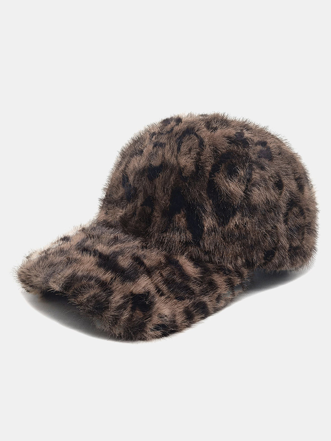 Plush Leopard Print Warm Baseball Cap