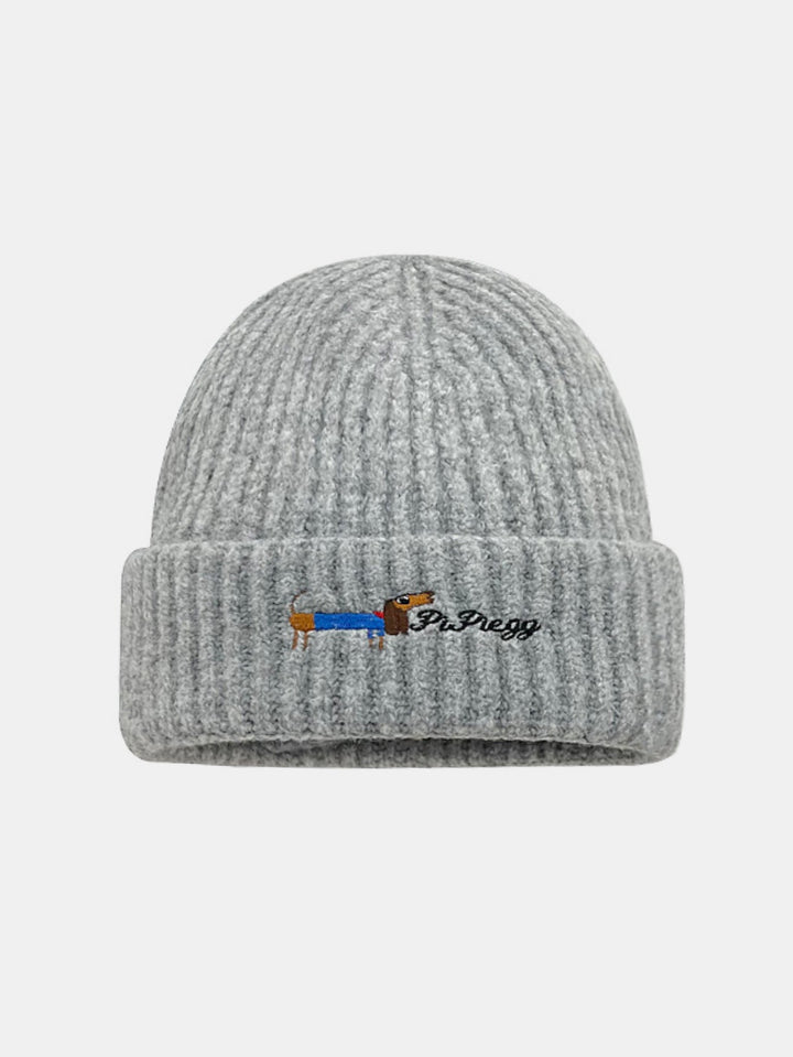 Dachshund Pattern Embroidered Knitted Hat