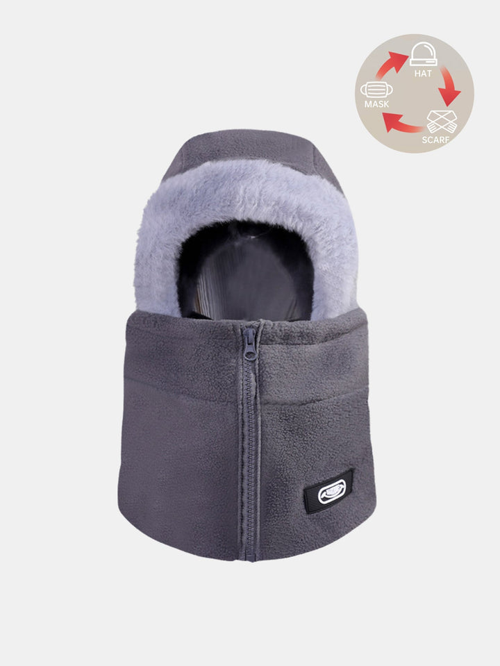 Zippered Windproof Thickened Warm Balaclava Hat