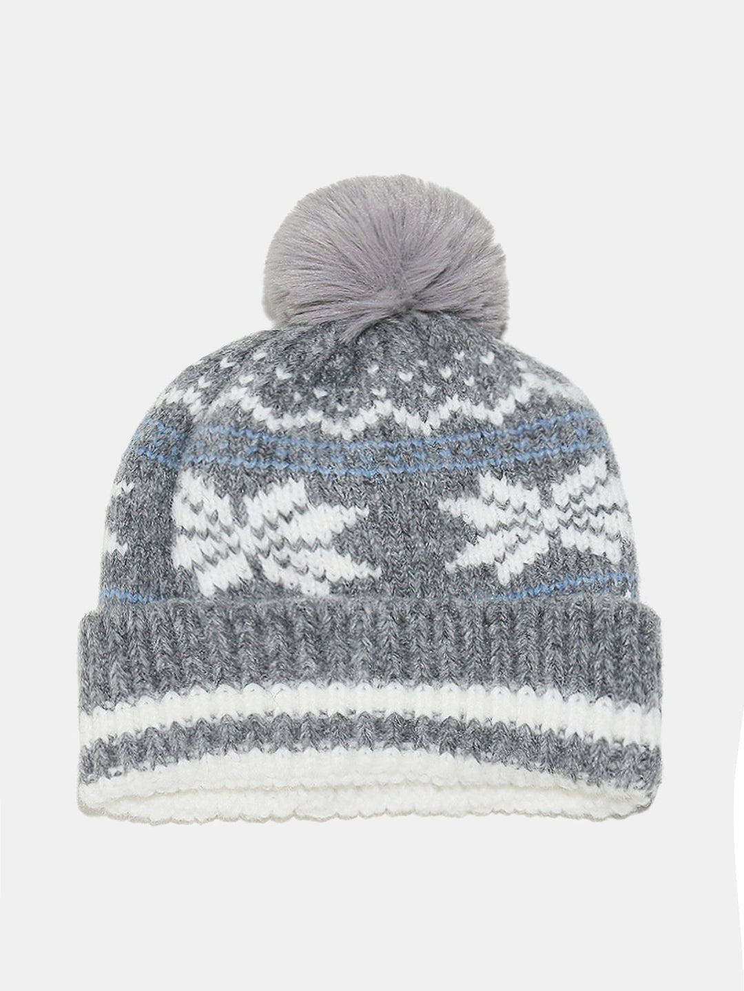 Snowflake Pattern Pom-pom Warm Knitted Hat