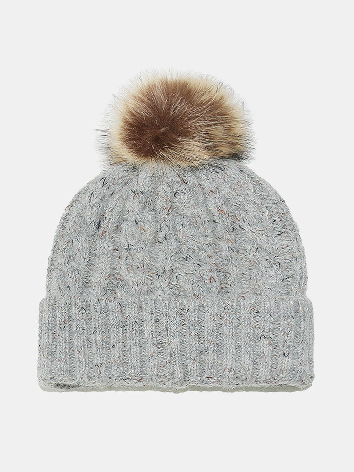 Warm Knitted Hat With Pompom
