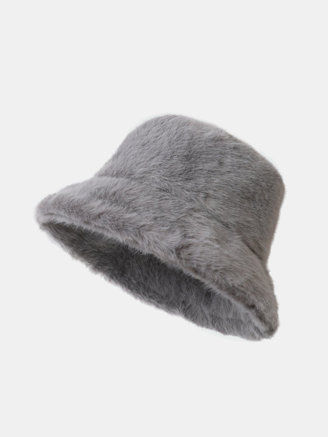 Faux Mink Fur Wide Brim Plush Bucket Hat