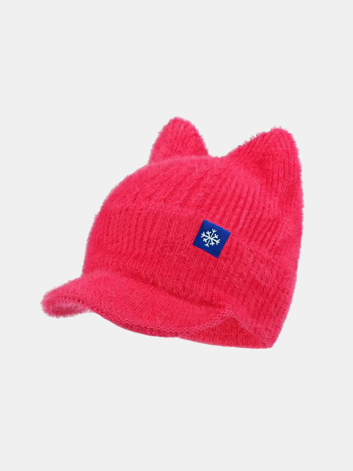 Winter Warm Knitted Hat With Brim – Soft And Cozy Cat Ear Design Cute Cold Weather Earflap Cap