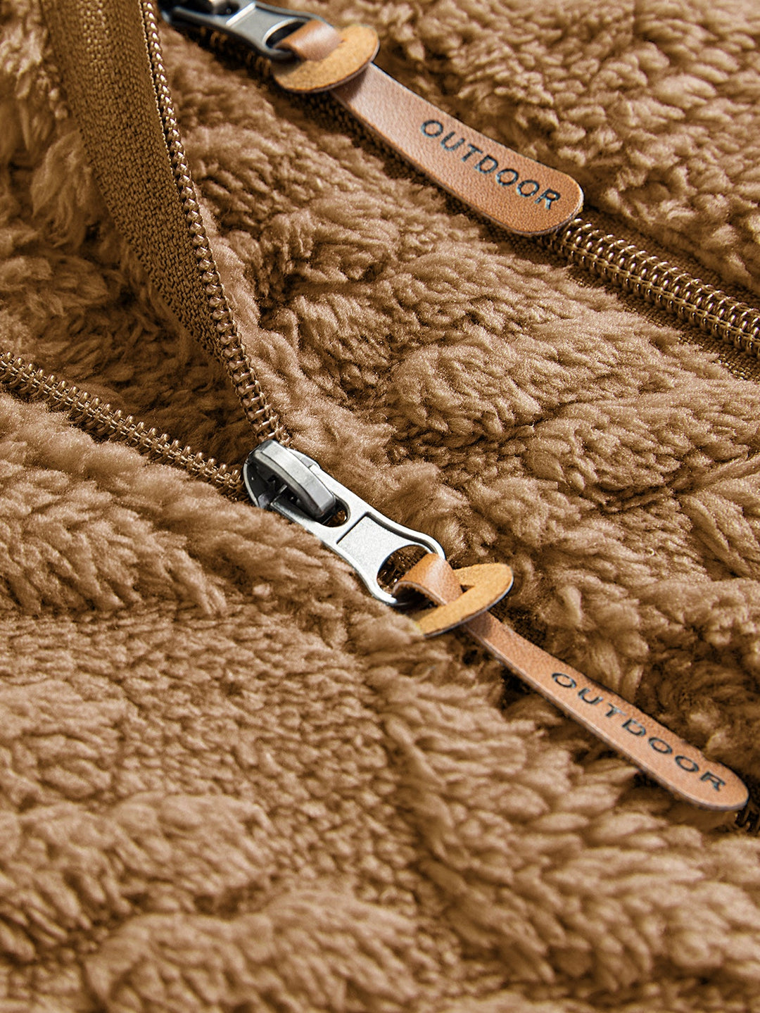 Geometric Jacquard Teddy Half-Zip Hoodie