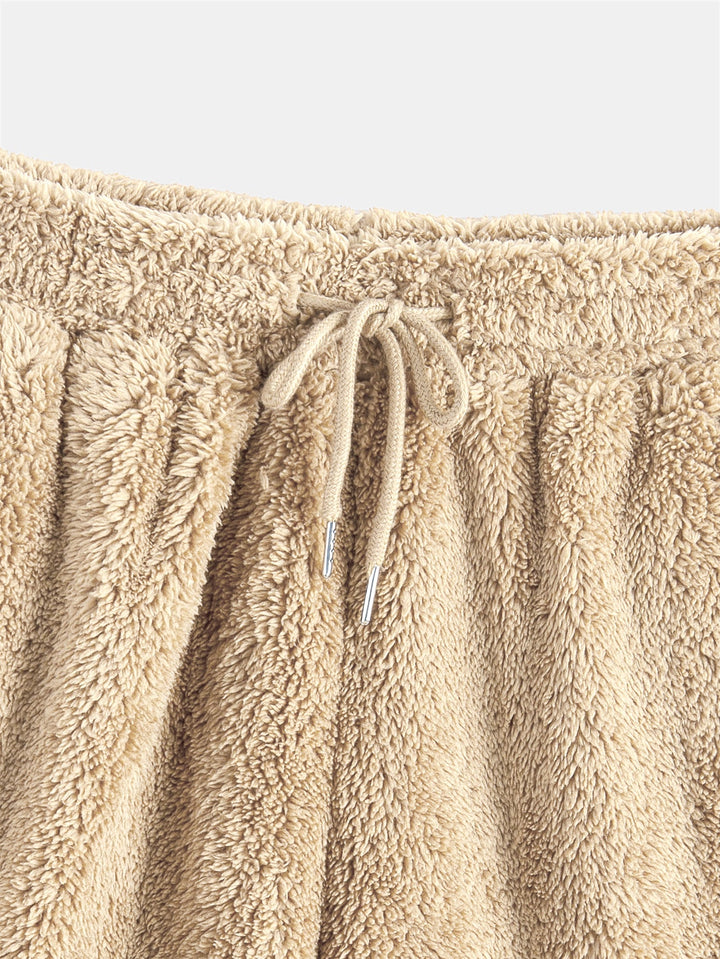 Basic Teddy Hoodie & Teddy Drawstring Shorts