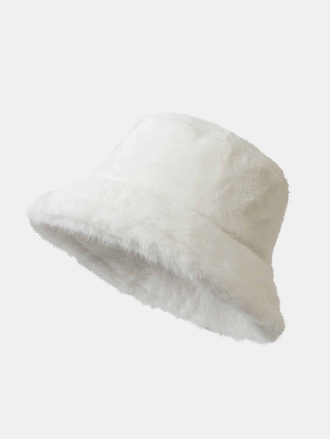 Faux Mink Fur Wide Brim Plush Bucket Hat