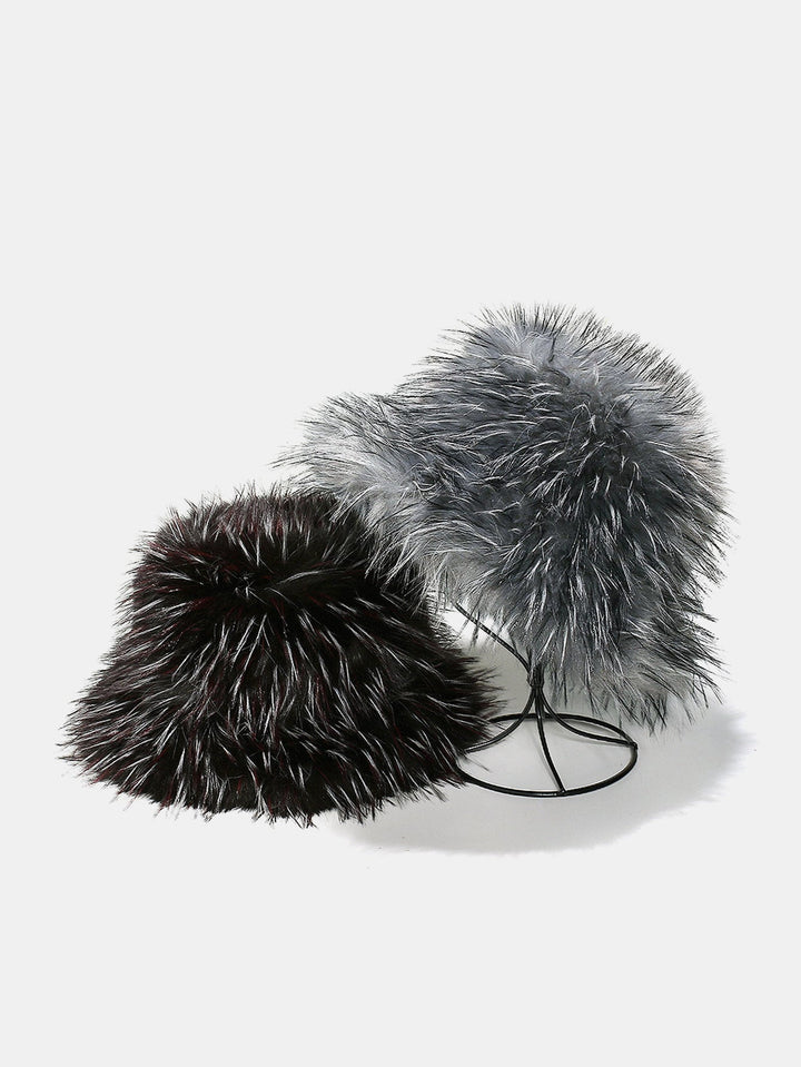 Faux Fox Fur Thickened Fur Plush Bucket Hat