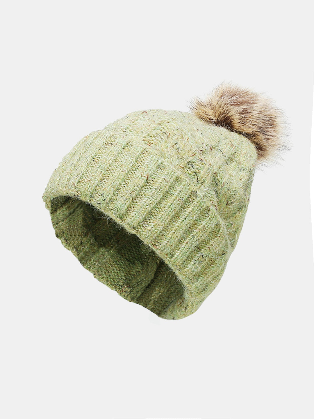 Warm Knitted Hat With Pompom