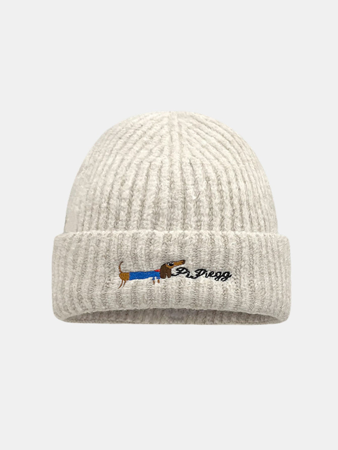 Dachshund Pattern Embroidered Knitted Hat