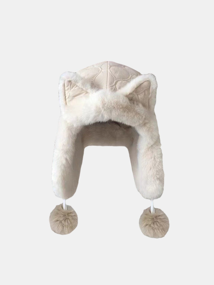 Winter Lightweight Warm Plush Beanie Hat With Fox Ears Flaps