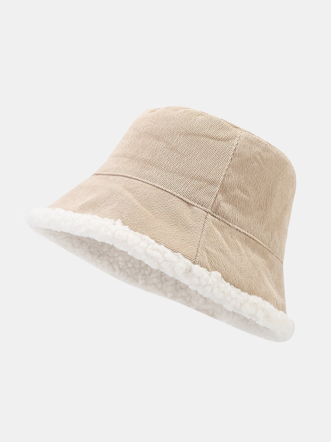 Retro Corduroy And Lambswool Patchwork Double-sided Plush Bucket Hat