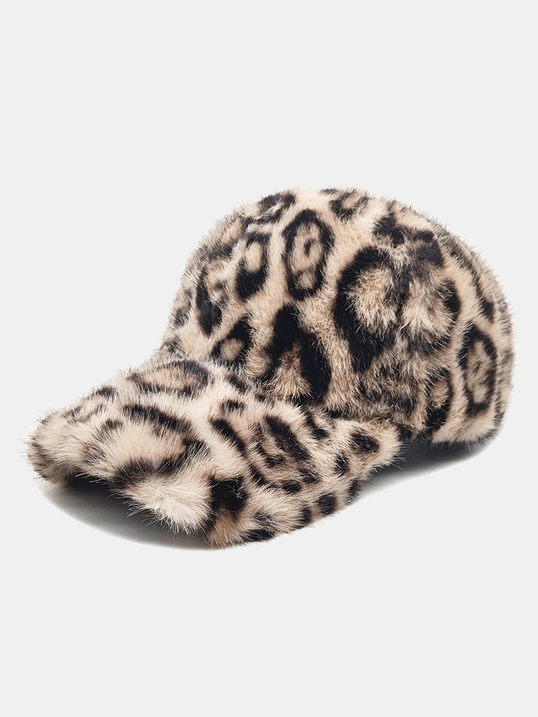 Plush Leopard Print Warm Baseball Cap