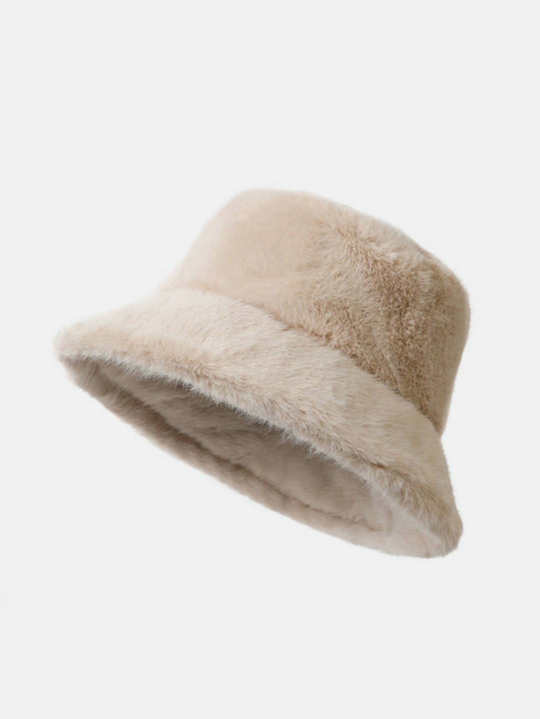 Faux Mink Fur Wide Brim Plush Bucket Hat