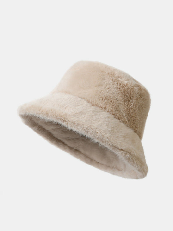 Faux Mink Fur Wide Brim Plush Bucket Hat