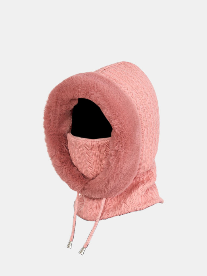 Drawstring Plush Warm Balaclava Hat