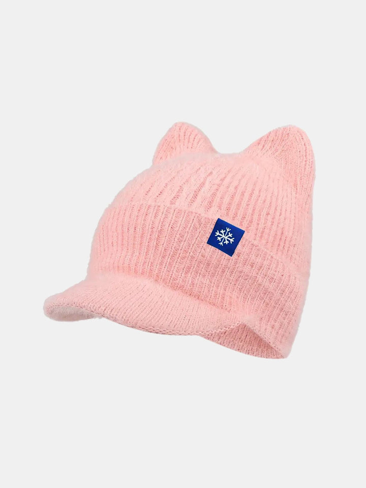 Winter Warm Knitted Hat With Brim – Soft And Cozy Cat Ear Design Cute Cold Weather Earflap Cap