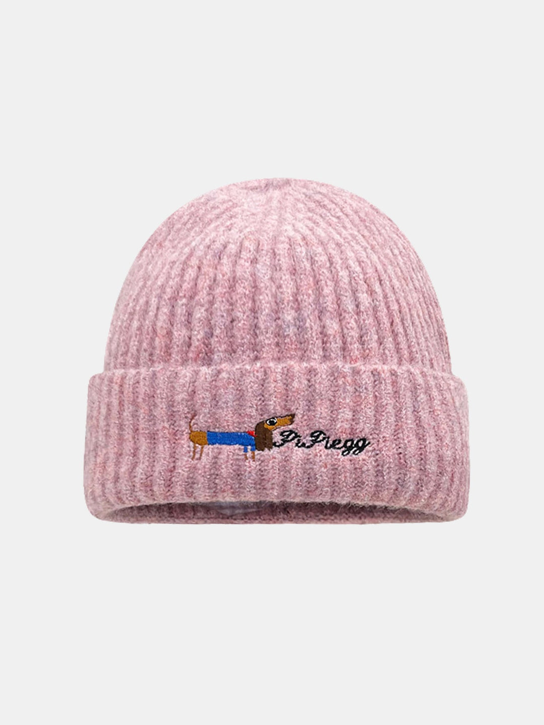 Dachshund Pattern Embroidered Knitted Hat