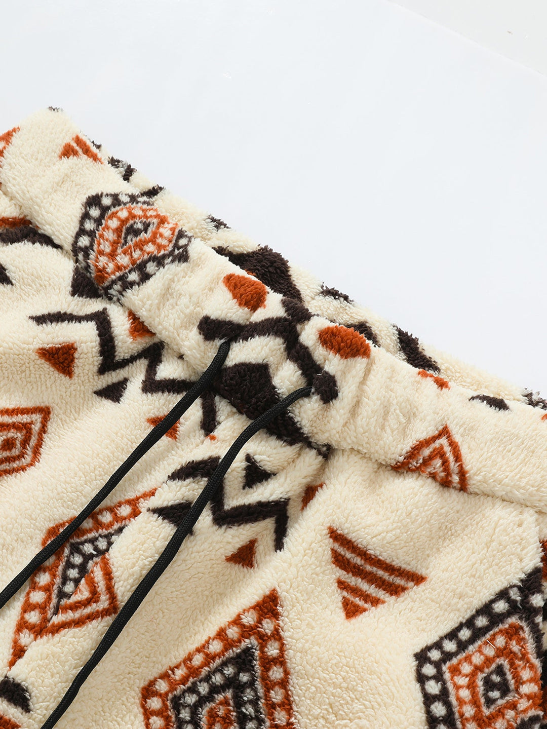 Tribal Geometry Pattern Teddy Jogger Pants