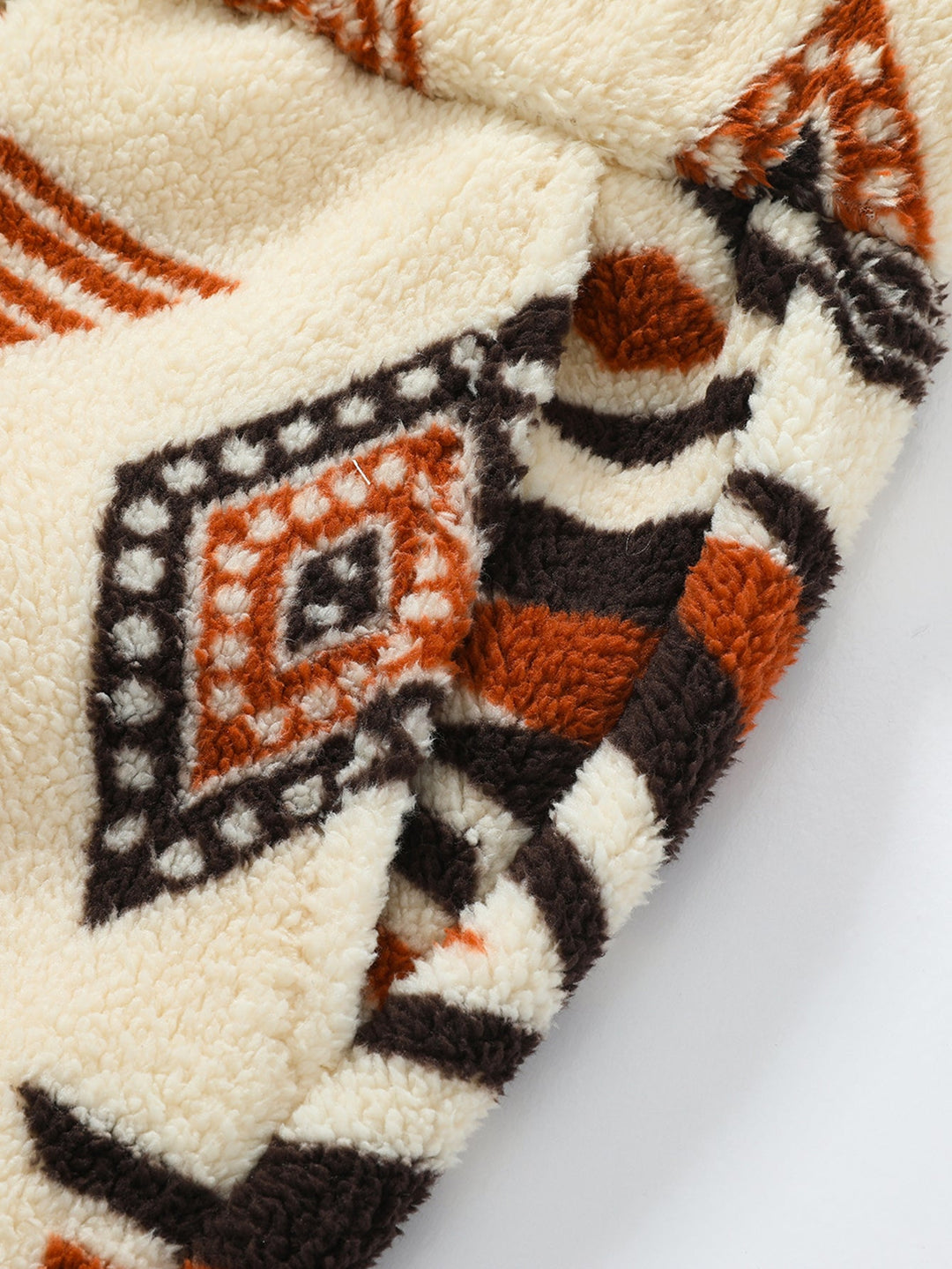 Tribal Geometry Pattern Teddy Jogger Pants