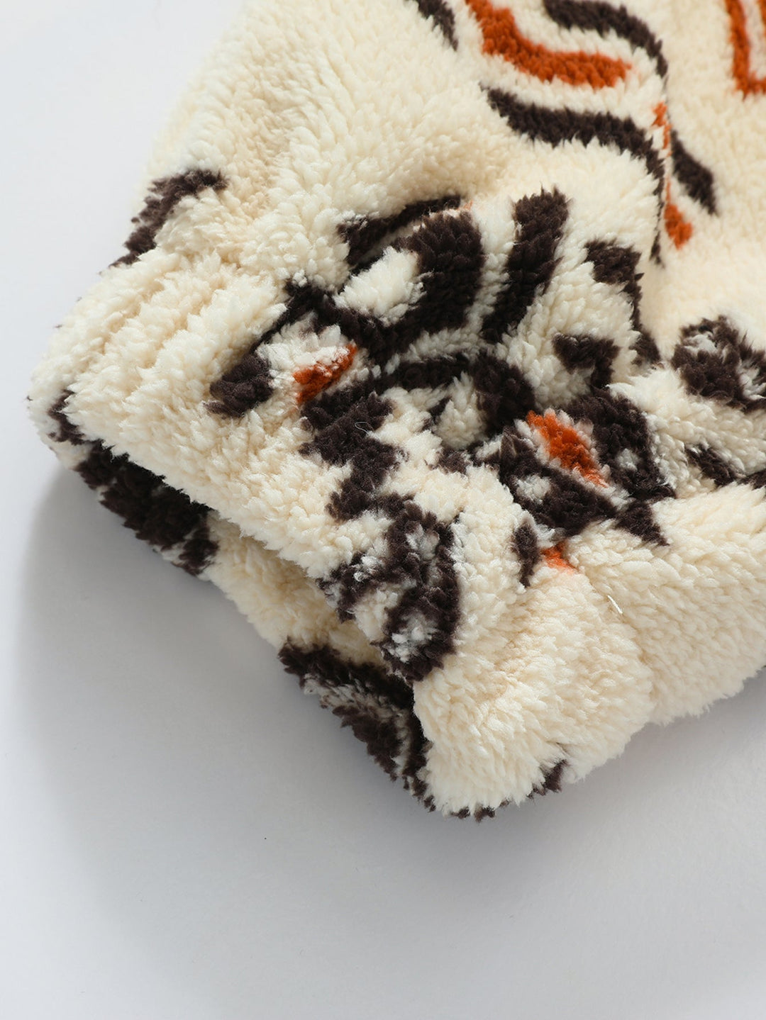 Tribal Geometry Pattern Teddy Jogger Pants