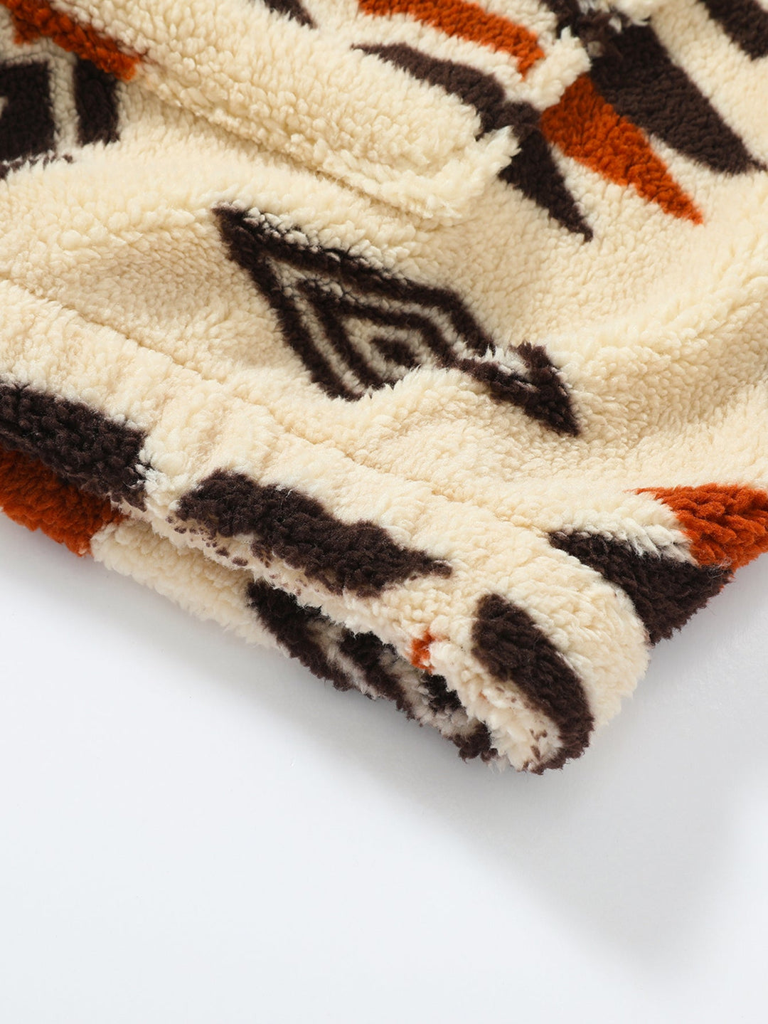 Relax Fit Tribal Geometry Teddy Hoodie