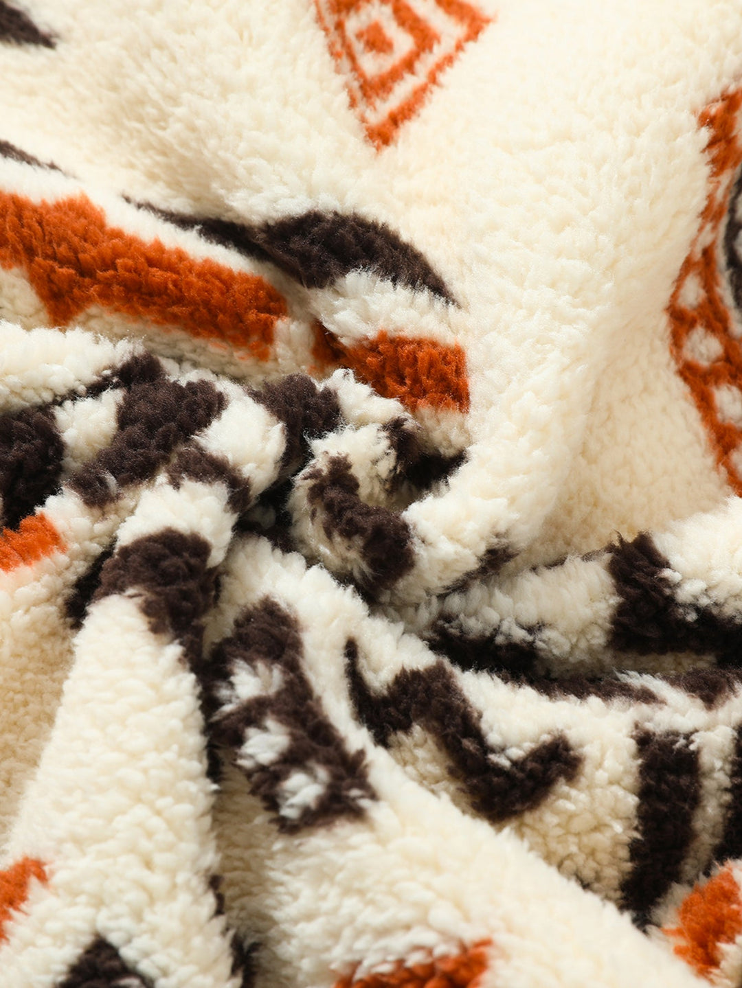 Tribal Geometry Pattern Teddy Jogger Pants