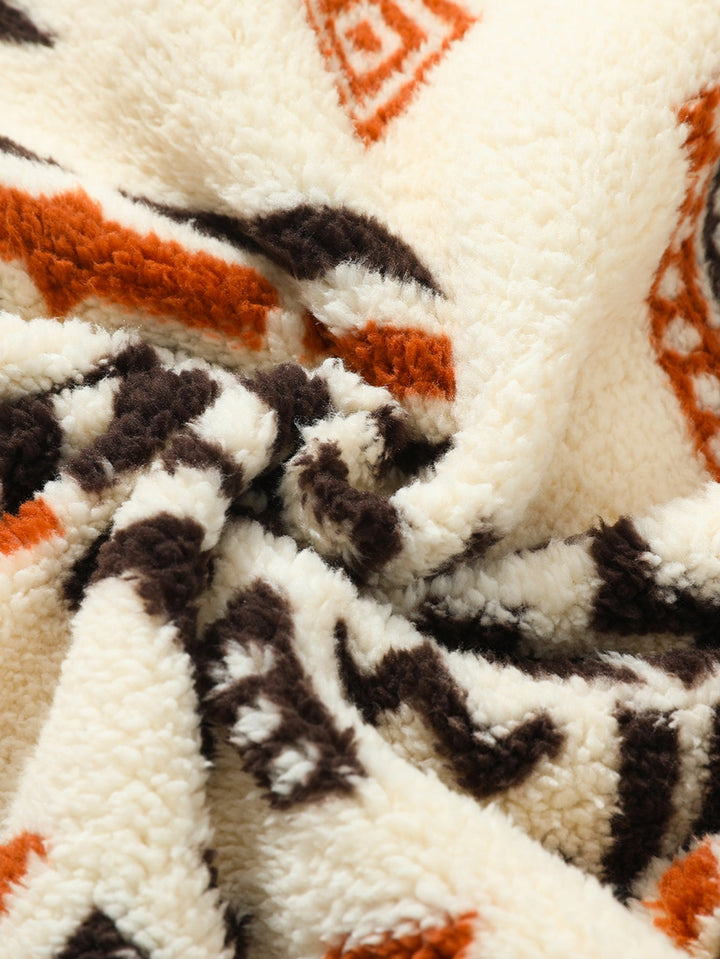 Tribal Geometry Pattern Teddy Jogger Pants