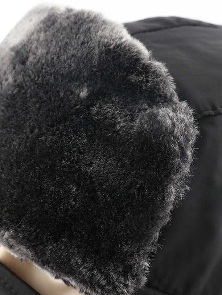 Outdoor Ski Protective Cap Warm Thick Leather Winter Hat With Face Mask