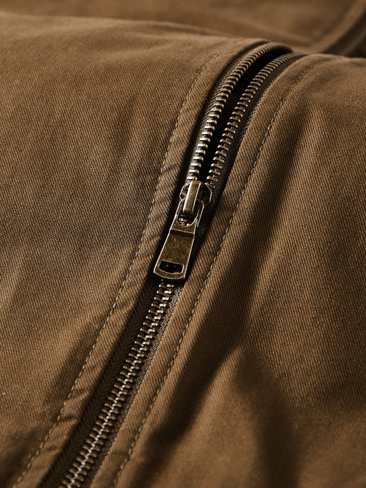 Teddy Lined Zip Up Chino Bomber Jacket