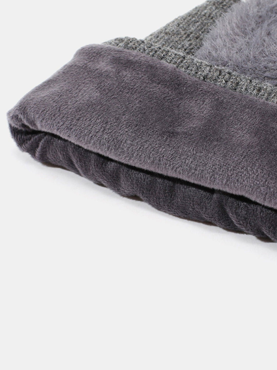 Solid Color Velvet Warm Knitted Hat With Scarf