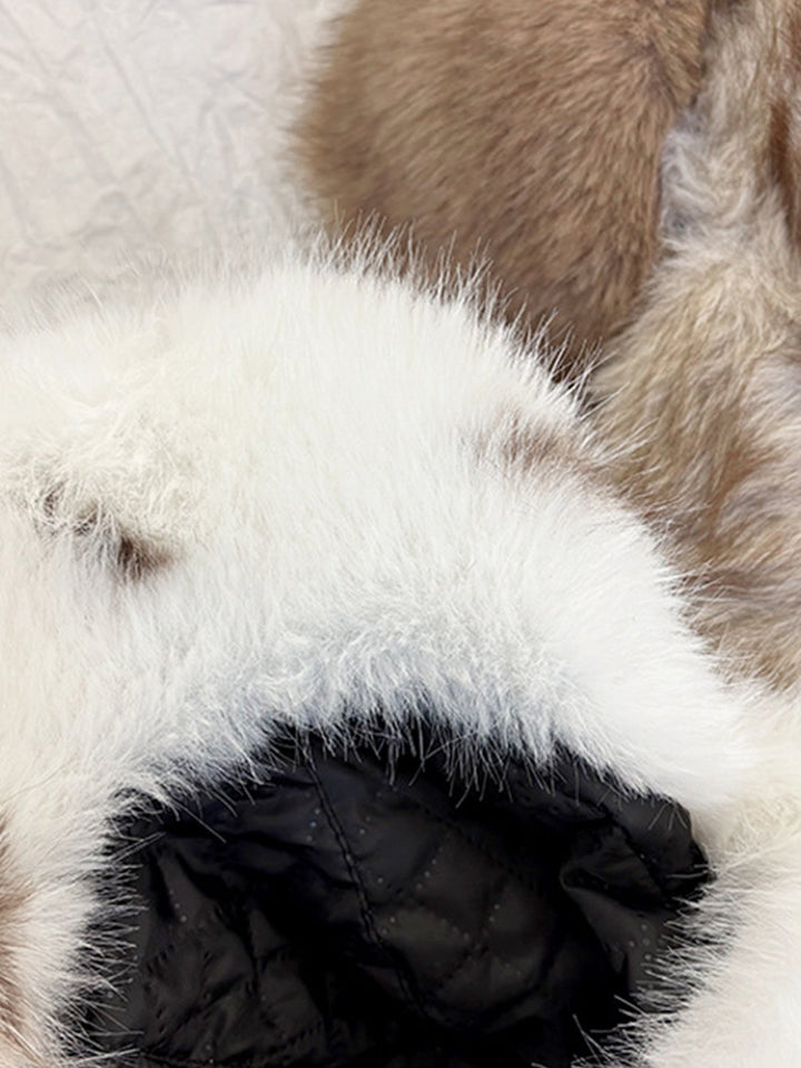 Retro Style Warm Baseball Cap With Fluffy Rabbit Ears Design