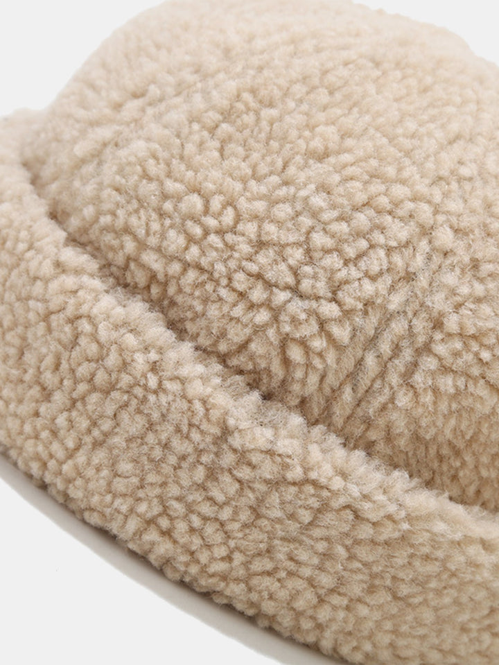 Warm Lamb Fleece Simple Solid Color Brimless Hat