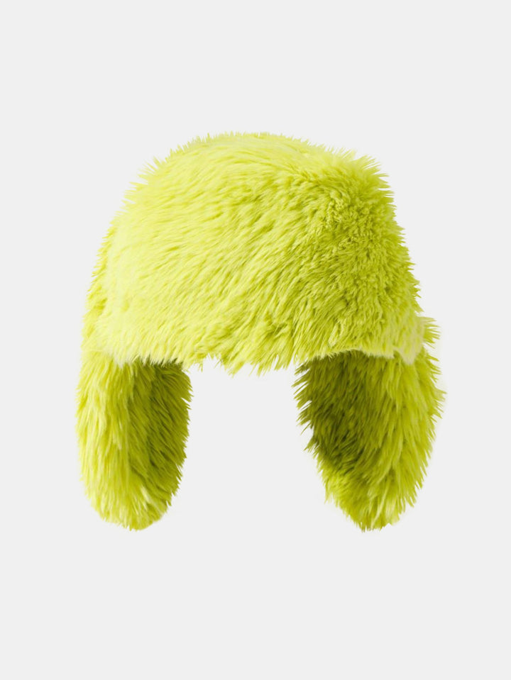 Cute Cartoon Rabbit Ear Decor Soft Furry Warm Plush Hat With Fun Designer