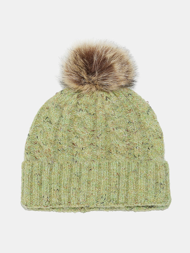 Warm Knitted Hat With Pompom