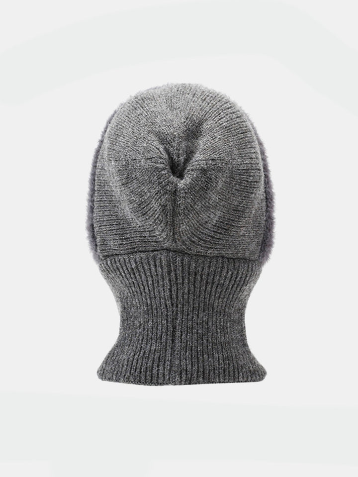 Solid Color Velvet Warm Knitted Hat With Scarf