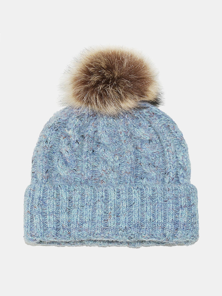 Warm Knitted Hat With Pompom