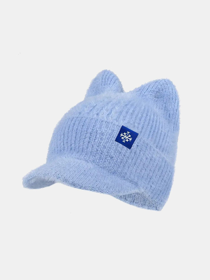 Winter Warm Knitted Hat With Brim – Soft And Cozy Cat Ear Design Cute Cold Weather Earflap Cap