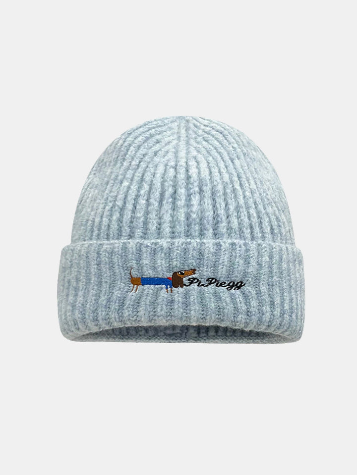 Dachshund Pattern Embroidered Knitted Hat