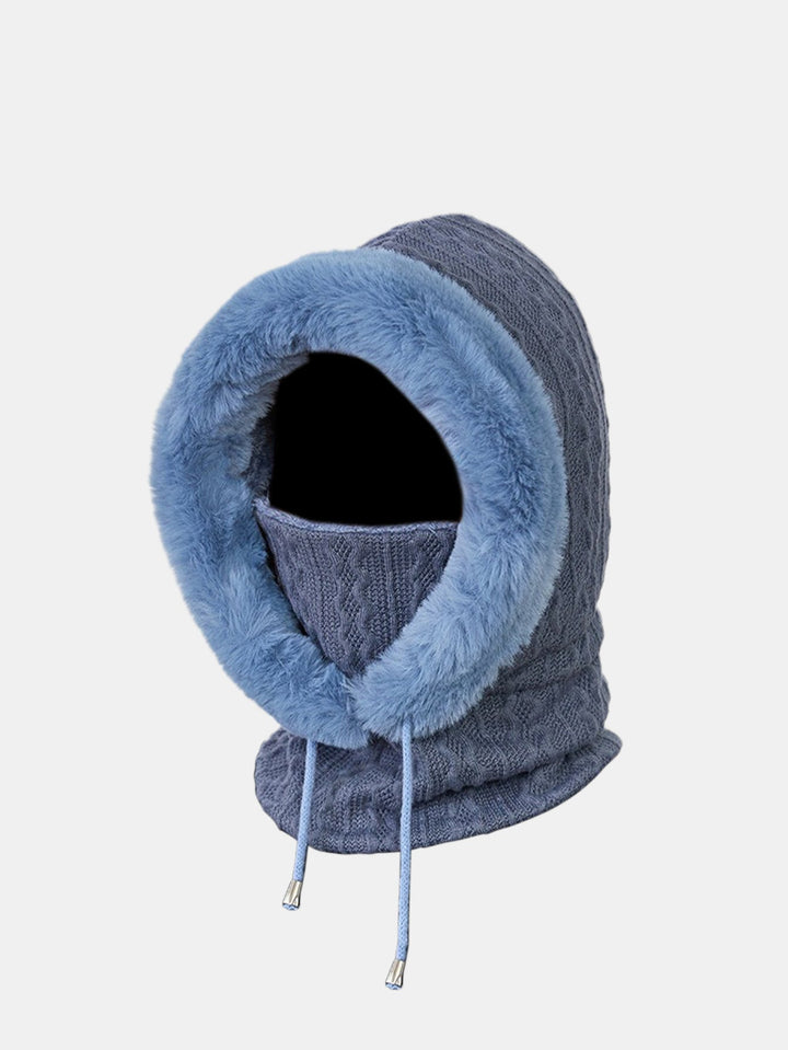 Drawstring Plush Warm Balaclava Hat