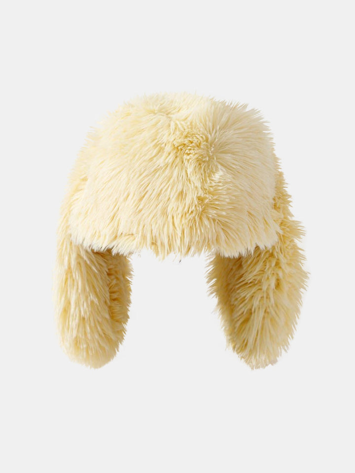 Cute Cartoon Rabbit Ear Decor Soft Furry Warm Plush Hat With Fun Designer