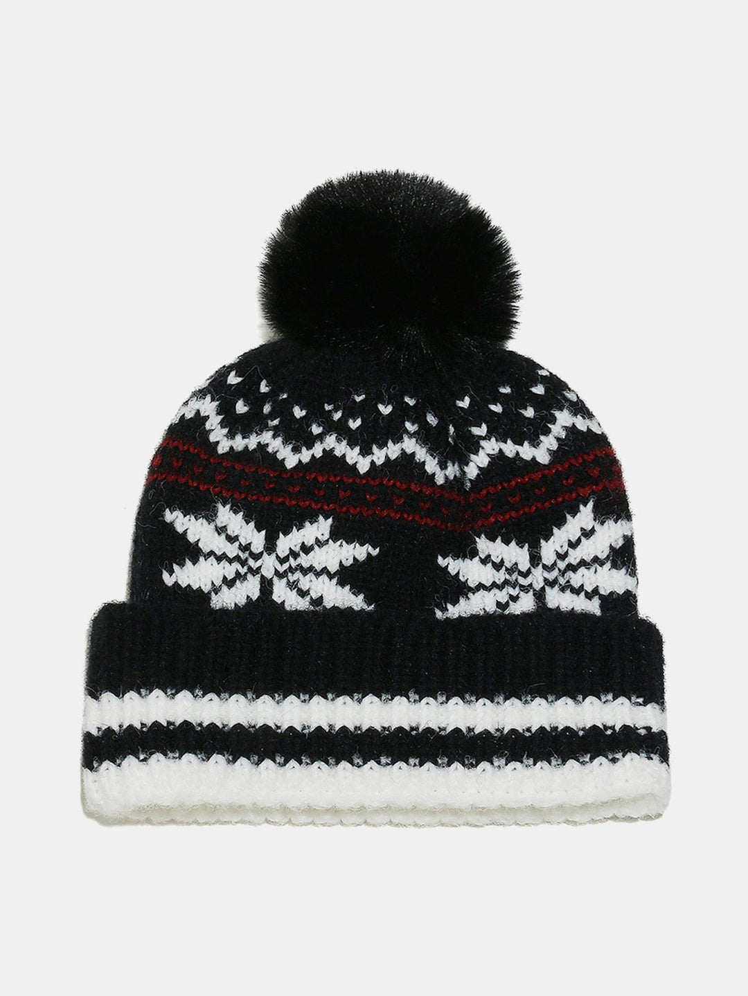 Snowflake Pattern Pom-pom Warm Knitted Hat